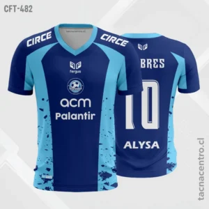 Camiseta de Futbol tela Dri-fit celeste y azul