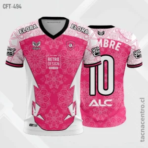 Camiseta de Futbol tela Dri-fit rosado y blanco