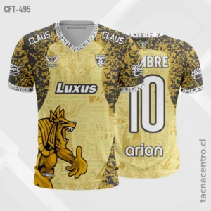 Camiseta de Futbol tela Dri-fit plomo con dorado