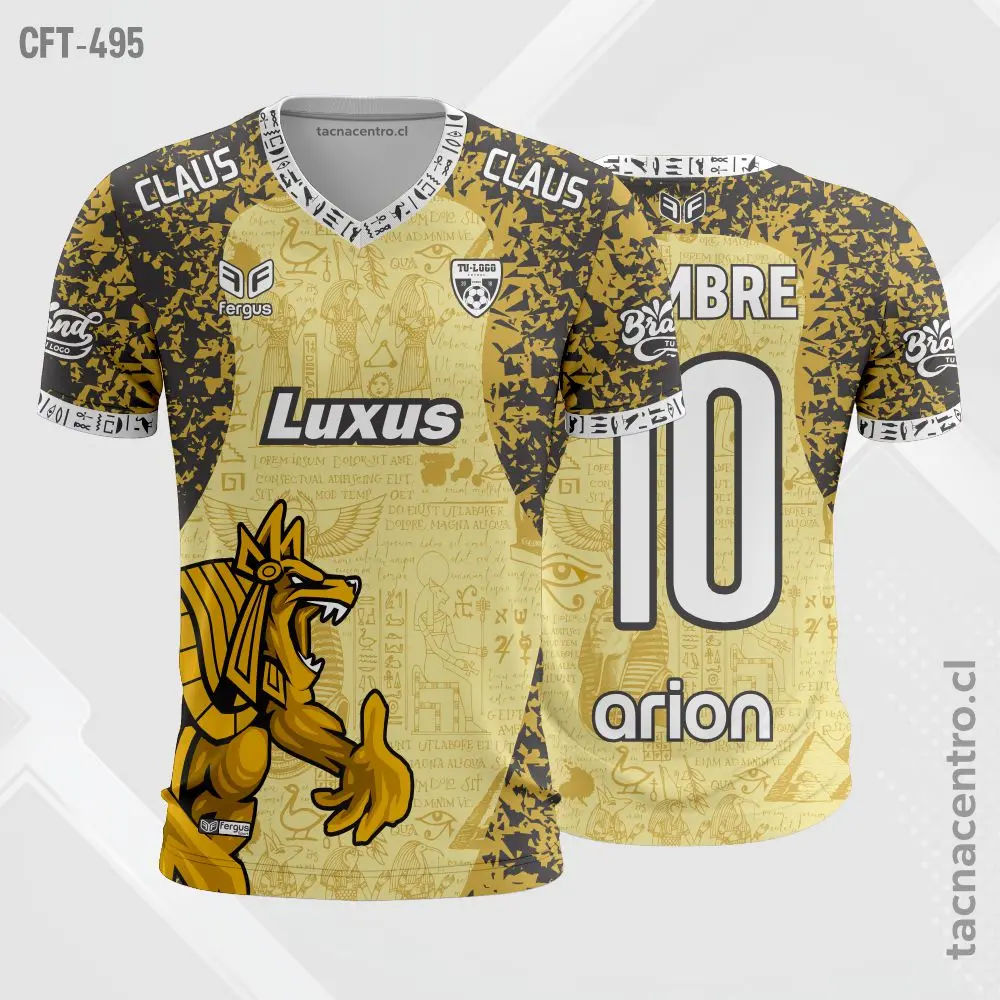 Camiseta de Futbol tela Dri-fit plomo con dorado