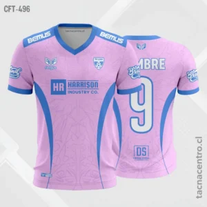 Camiseta de Futbol tela Dri-fit rosado con azul