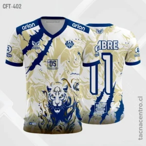 Camiseta de Futbol Pantera Crema y azul