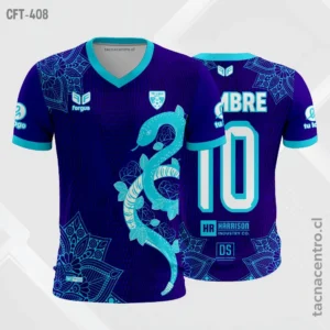 Camiseta de Futbol morado con turquesa