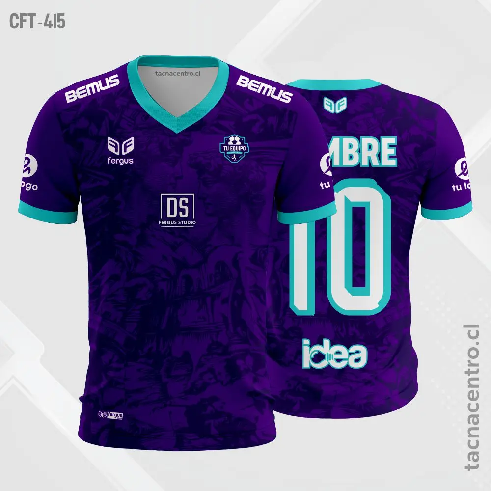 Camiseta de Futbol Azul y ribetes dorados 3 Camiseta de Futbol morado