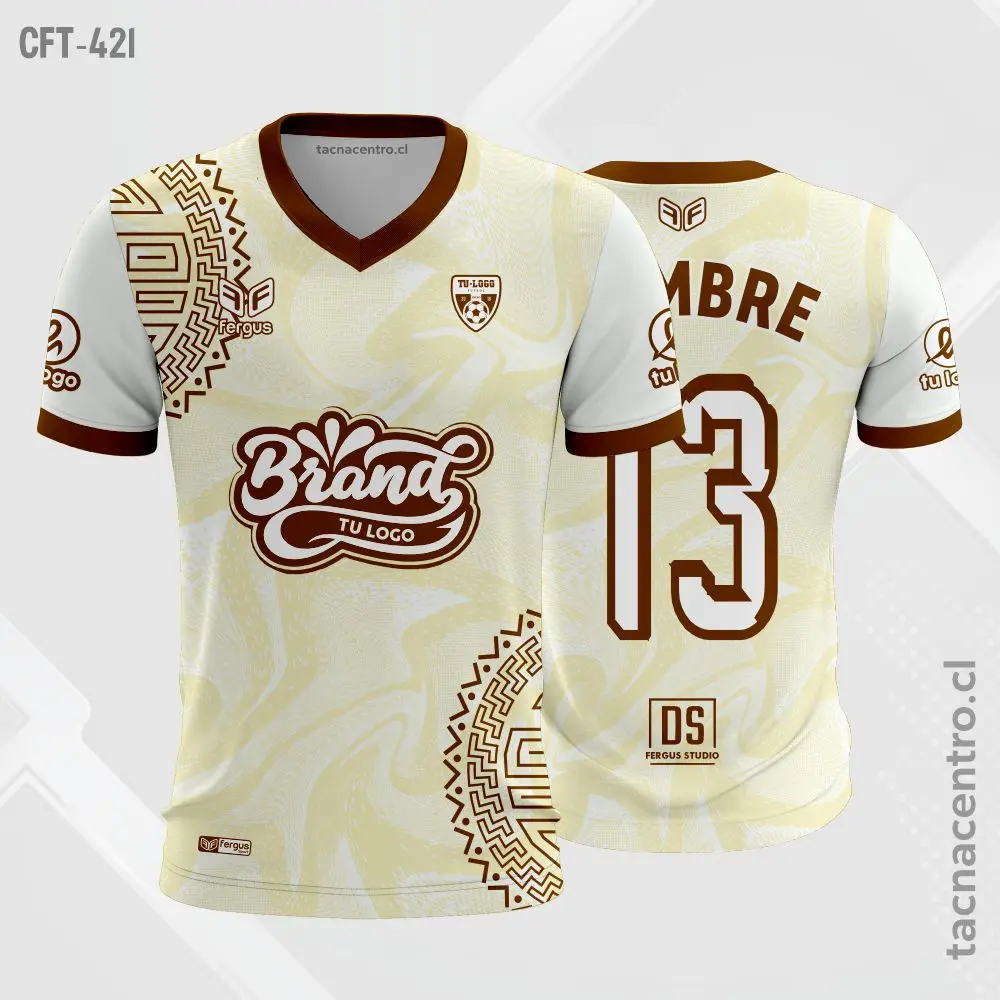 Camiseta de Futbol Celeste con dorado 3 Camiseta de Futbol crema