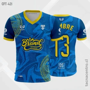 Camiseta de Futbol Celeste con dorado