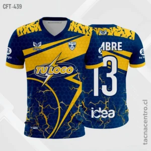 Camiseta de Futbol azul con amarillo oro