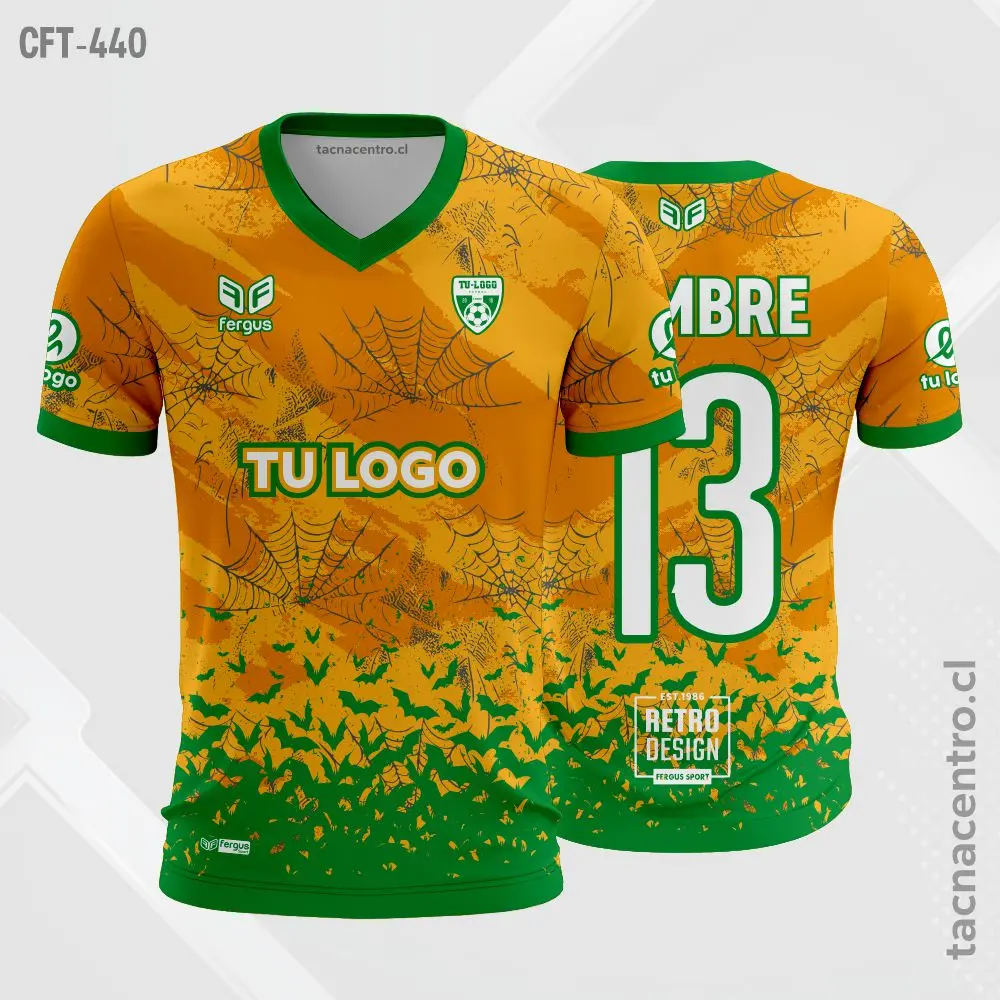Camiseta de Futbol Celeste con rayas rosadas 2 Camiseta de Futbol naranja y verde