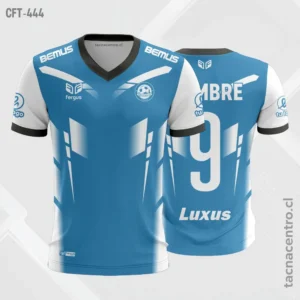 Camiseta de Futbol Celeste con mangas blancas