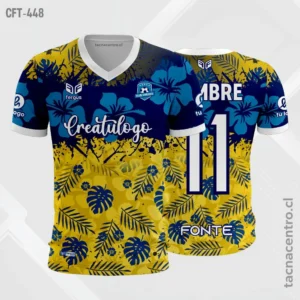 Camiseta de Futbol Amarillo con azul floreado