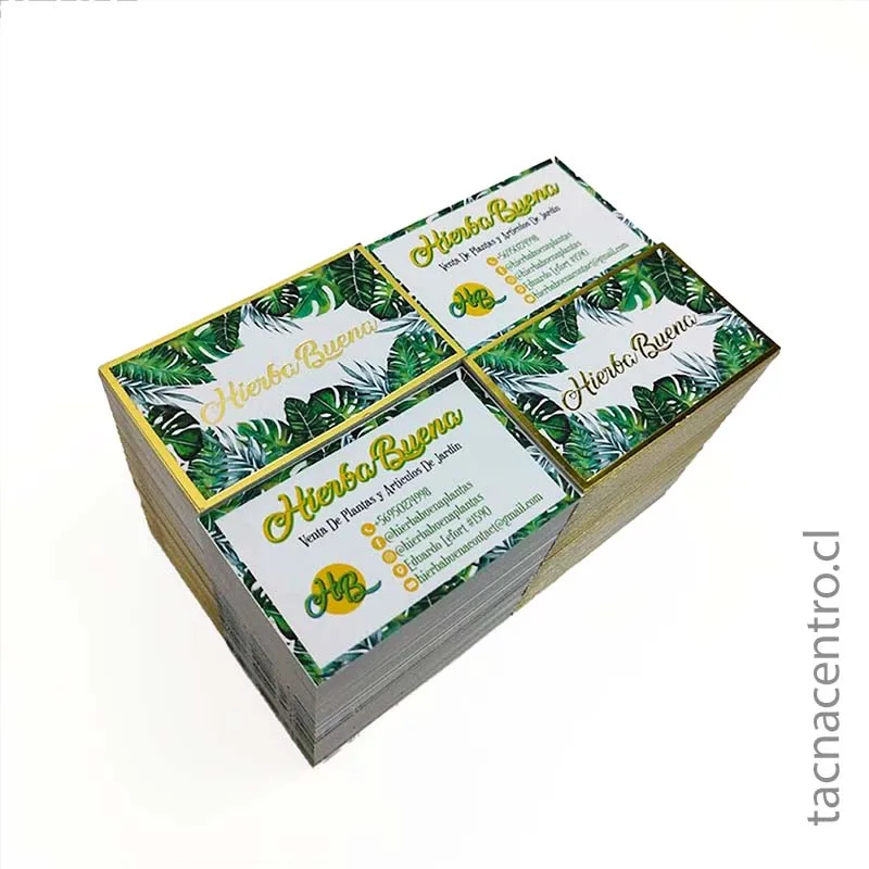 foto de tarjetas hot stamping para venta de plantas y jardineria