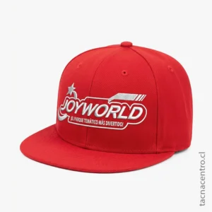 Gorra snapback roja personalizada para eventos corporativos 2026.