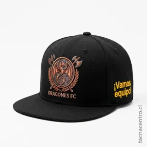 Gorra snapback negra deportiva con bordado de escudo 2026.