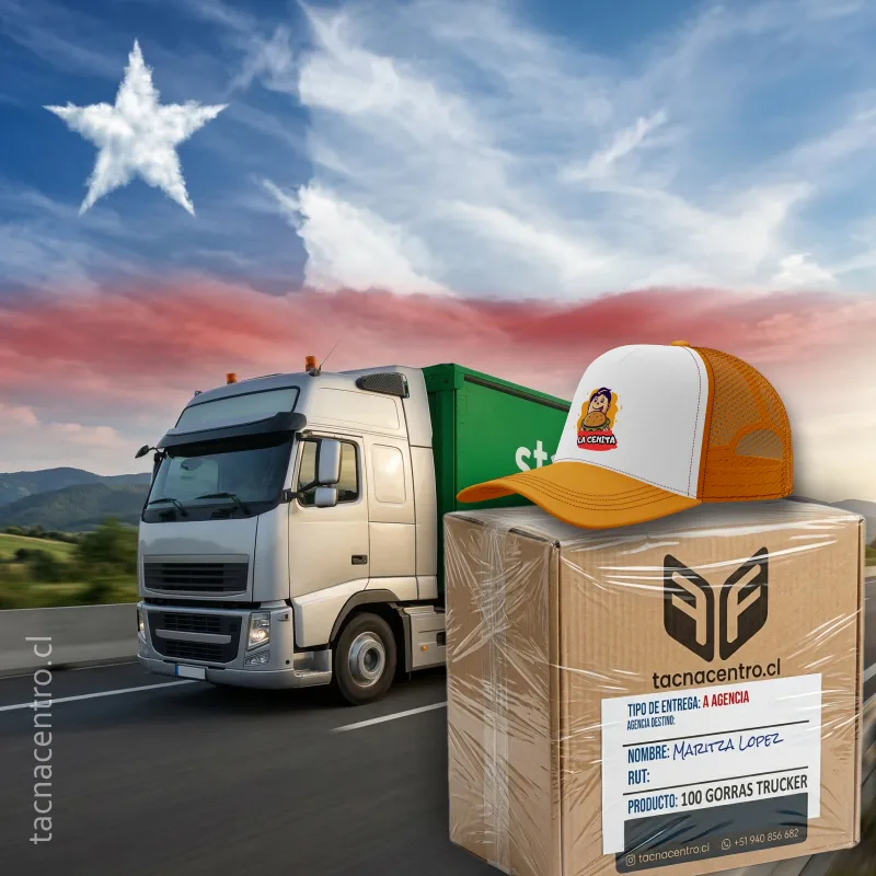 envio logistica gorras personalizadas trucker 2026 envio de gorras de malla a todo chile