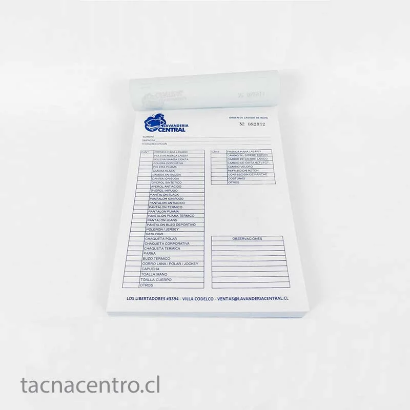 Talonarios autocopiativos personalizados para negocio en chile
