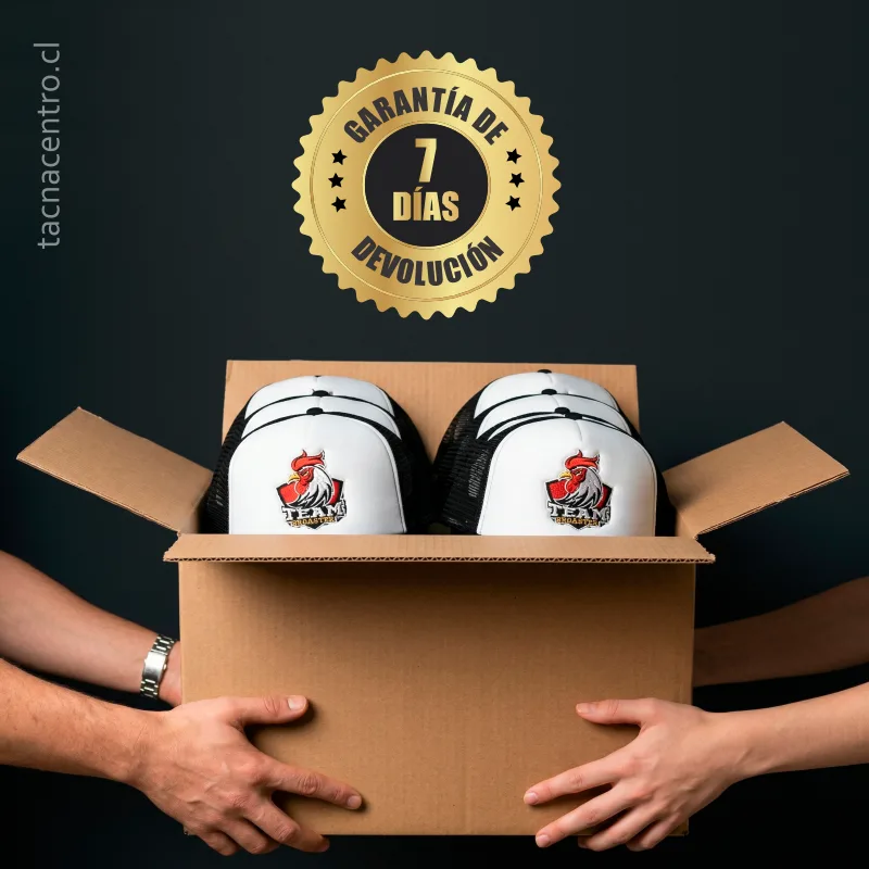 garantía de devolución de gorras personalizadas.