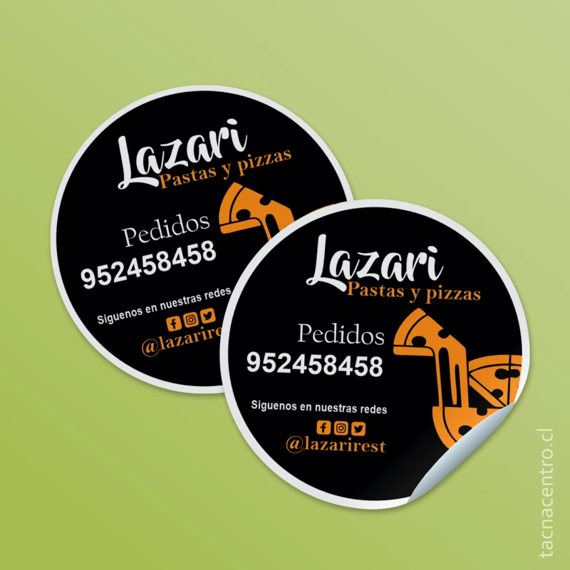 Muestra de stickers adhesivos en color verde claro con corte especial 2026.