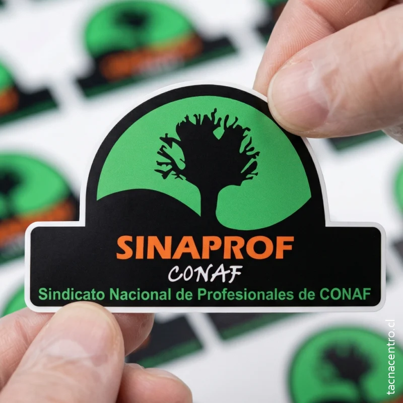 Revisión y control de calidad en el corte y color de stickers autoadhesivos.