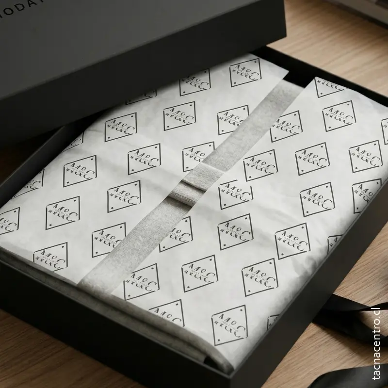 Papel mantequilla premium para protección de prendas en tiendas de moda y retail.